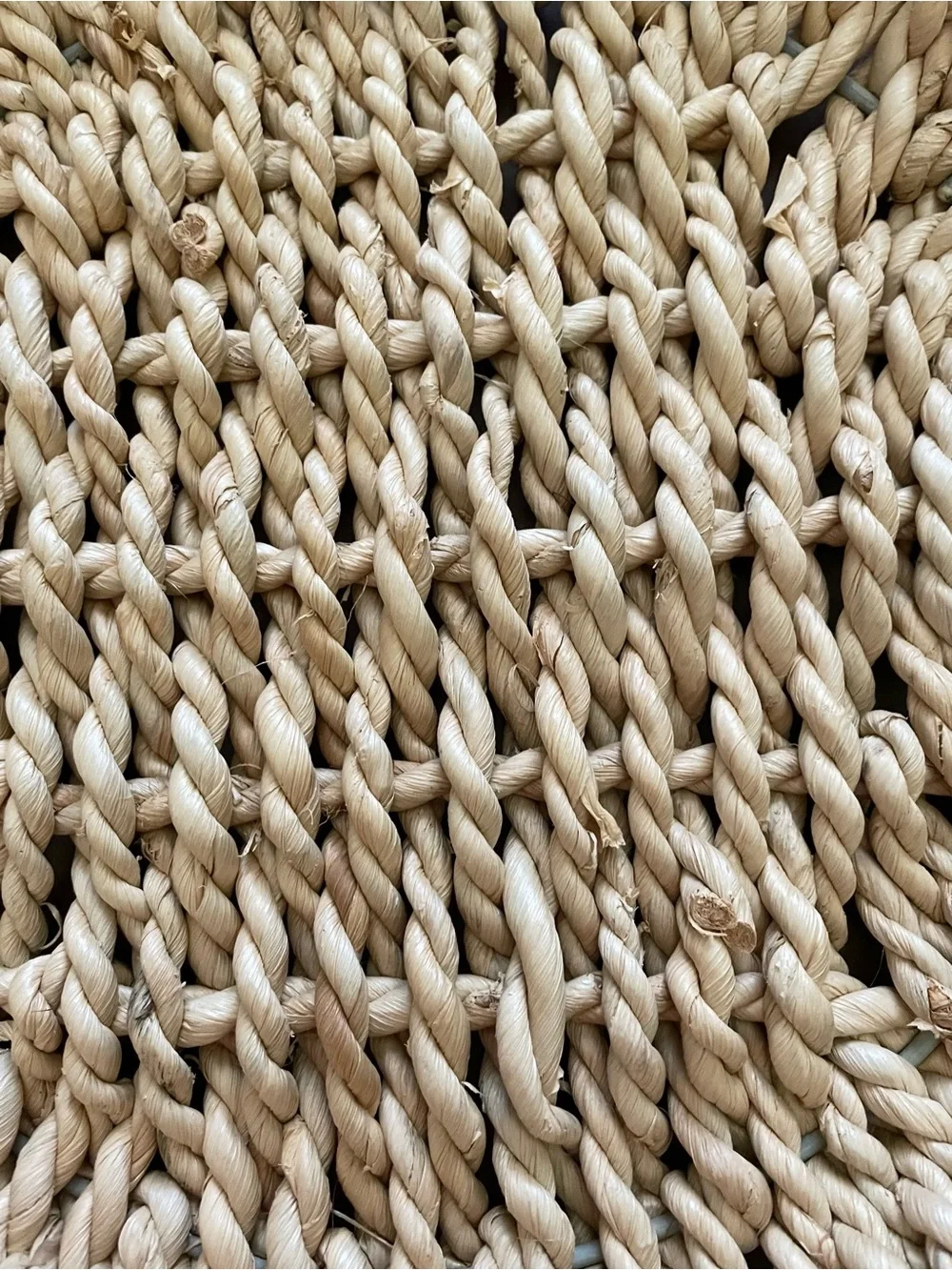 Large Hand-Woven Natural Fiber Over Wire Serving & Decor Basket Tray